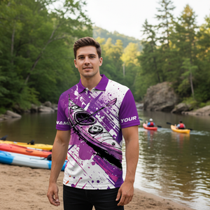 Custom Name Kayaking Purple All Over Print Shirt