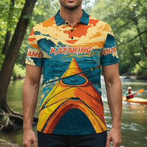 Custom Name Sunset Kayaking Scene All Over Print Shirt