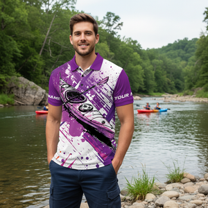 Custom Name Kayaking Purple All Over Print Shirt