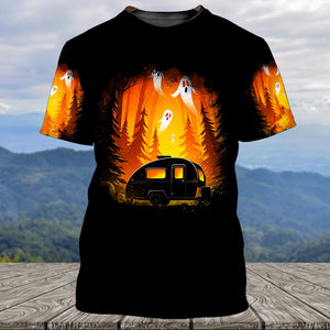 Horror Campfire In The Wild All Over Print Shirt