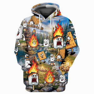 Vintage Camping Burnt Mashmallow All Over Print Shirt