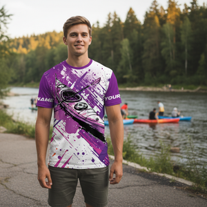 Custom Name Kayaking Purple All Over Print Shirt