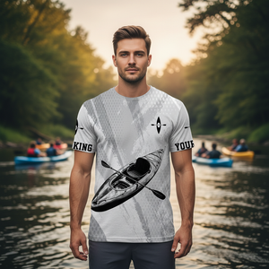 Custom Name Kayaking Black And White All Over Print Shirt
