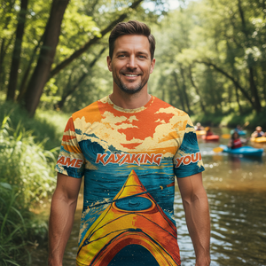 Custom Name Sunset Kayaking Scene All Over Print Shirt