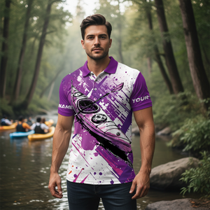 Custom Name Kayaking Purple All Over Print Shirt