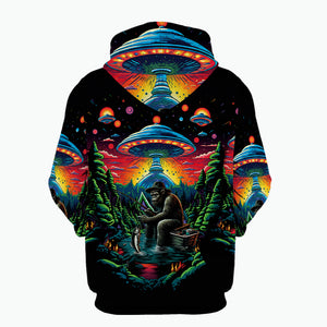 Bassquatch Bigfoot Fishing Forest All Over Print Shirt