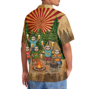 Funny Sloth Camping Drinking Team Hawaiian Shirt