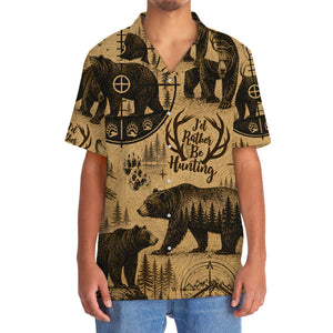 Black Bear I'd Rather Be Hunting Hawaiian Shirt