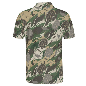 Outdoor Turkey Hunting Camo Print Graphic Polo For Men