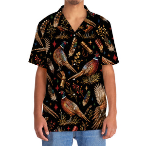 Pheasant Hunting Retro Black Hawaiian Shirt
