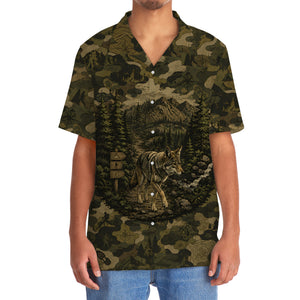 Coyote Forest Camouflage Dark Hawaiian Shirt