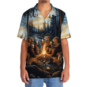 Bear Camping Drinking Night Hawaiian Shirt