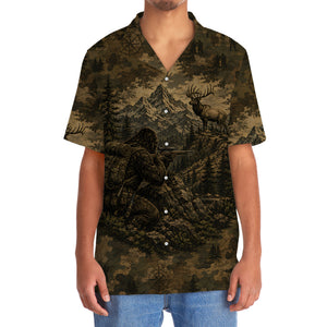 Bigfoot Elk Hunting Camouflage Funny Hawaiian Shirt