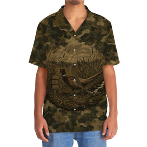 Pheasant Forest Camouflage Dark Hawaiian Shirt