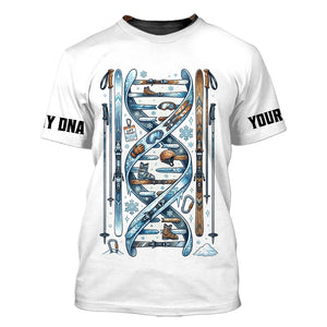 Custom Name Skiing It's In My DNA All Over Print Shirt