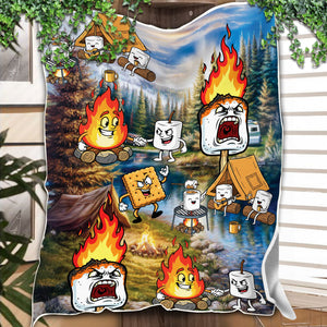 Burnt Marshmallow Camping Fleece Blanket Collection