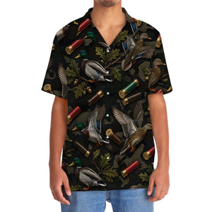 Vintage Duck Hunting Camouflage Black Hawaiian Shirt