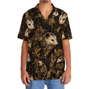 Vintage Opossum Art Camo Hawaiian Shirt