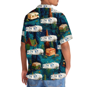 Night Forest Fiffth-Wheel Trailer Hawaiian Shirt