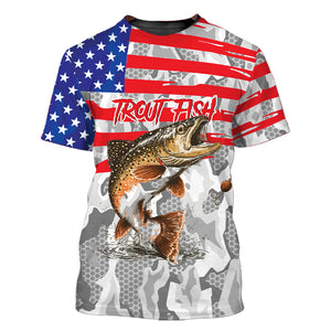 Camo American Flag Trout Fish Fishing All Over Print Shirt