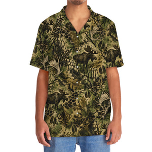 Moose Hunting Hex Camo Hawaiian Shirt