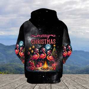 Merry Christmas Flamingo Camping All Over Print Shirt