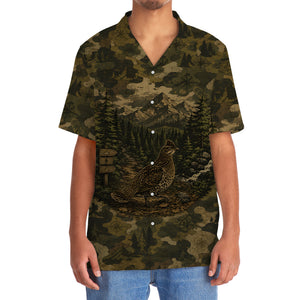 Grouse Camouflage Dark Hawaiian Shirt