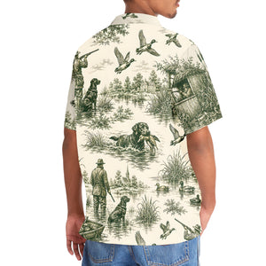 Duck Hunting Toile Vintage Art Hawaiian Shirt