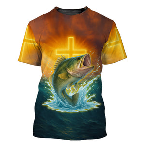 Bass Fishing Cross All Over Print Shirt