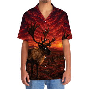 Caribou Hunting Burnt Sky Hawaiian Shirt