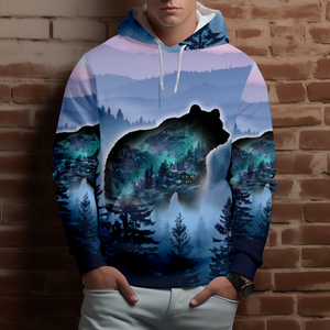 Aurora Bear Adventure Mountain All Over Print Shirt
