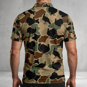 Wild Turkey Hunting Camouflage Pattern Men Polo Shirt