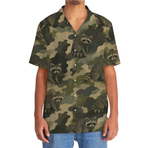 Raccoon Camouflage Graphic Pattern Hawaiian Shirt