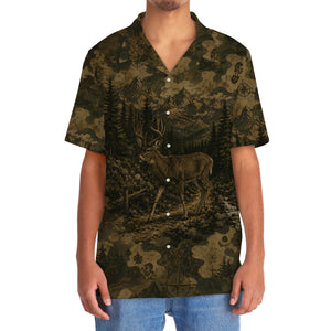 Deer Forest Camouflage Dark Hawaiian Shirt