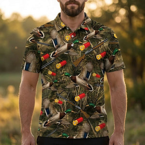 Vintage Camouflage Duck Hunting Polo Men Shirt