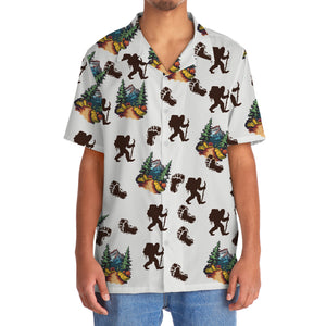 Bigfoot Hiking Footprint Hawaiian Shirt