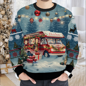 Merry Christmas Vintage Camping RV Ugly Sweater