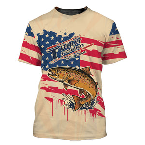 Vintage America Custom Name Trout Fishing All Over Print Shirt