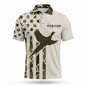 Custom Name Pheasant Hunting Camouflage Style Men Polo Shirt
