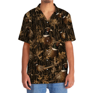 Vintage Pheasant Art Camo Hawaiian Shirt