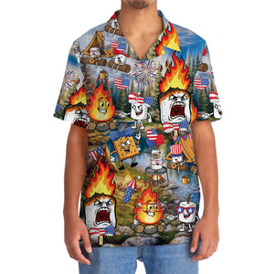 America Patriot Burnt Marshmallow Hawaiian Shirt