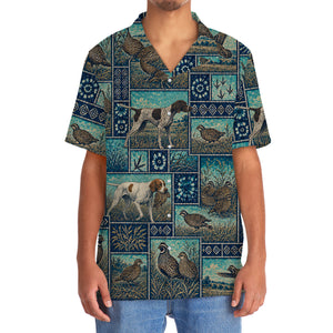 Vintage Blue Quail Hunting Hawaiian Shirt