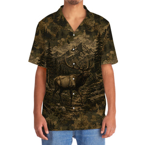Elk Forest Camouflage Dark Hawaiian Shirt