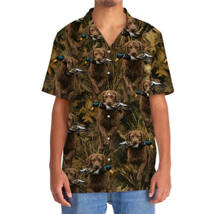 Camouflage Chesapeake Bay Retriever Running With Mallard Duck Hawaiian Shirt