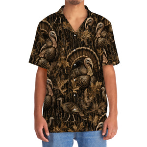 Vintage Wild Turkey Art Camo Hawaiian Shirt