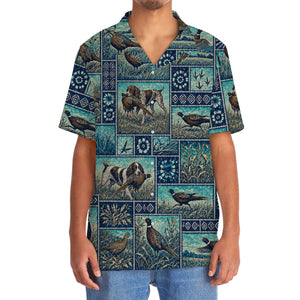 Vintage Blue Pheasant Hunting Hawaiian Shirt