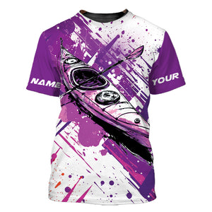 Custom Name Kayaking Purple All Over Print Shirt