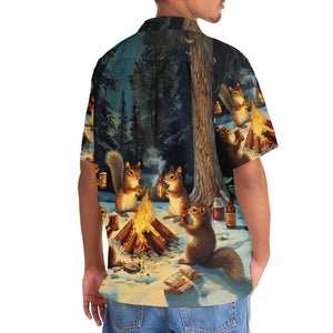 Funny Squirrel Drinking Campsite Hawaiian Shirt