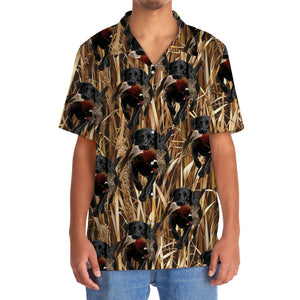 Camouflage Black Labrador Retriever Running With Wild Pheasant Hawaiian Shirt