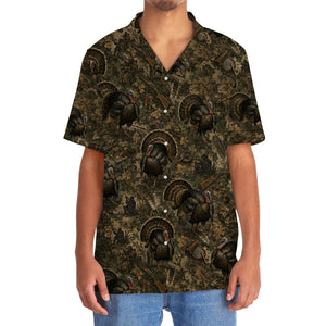 Vintage Turkey Hunter Camo Hawaiian Shirt